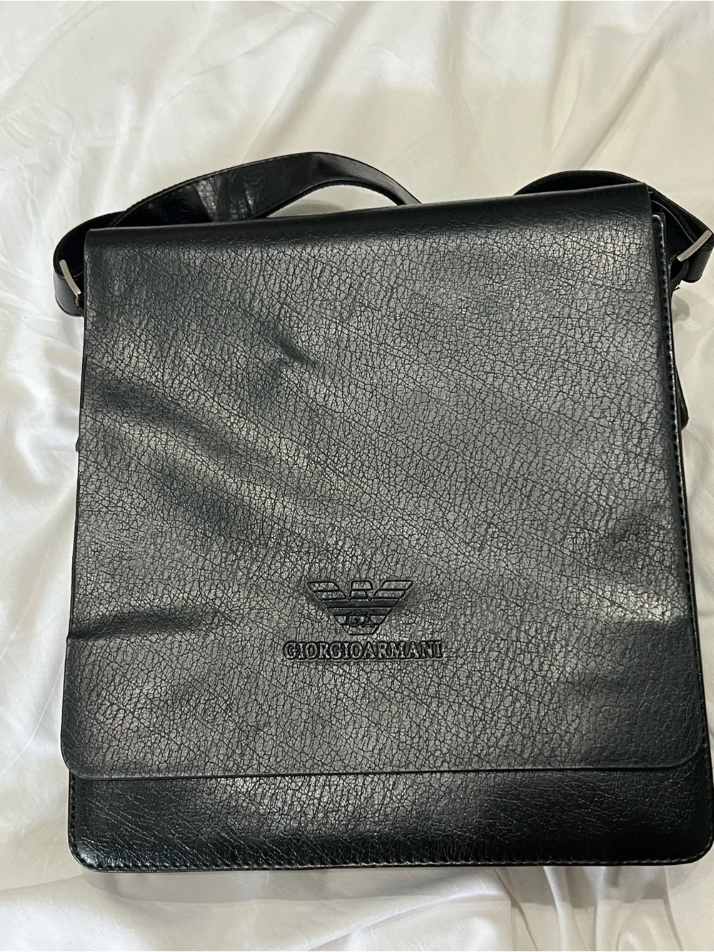 Vintage Giorgio Armani leather messenger bag